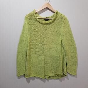 Pure Handknit Sweater Womens XS/S Green Patchwork Knit Cotton Blend Lagenlook
